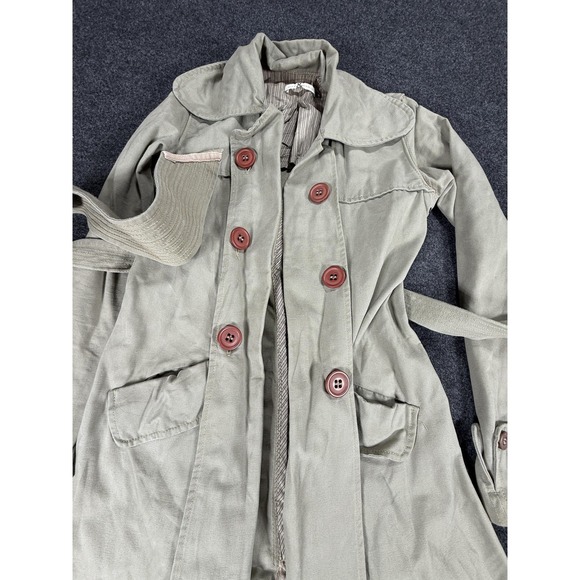 Mike & Chris Trench Coat Womens Small Khaki Double Breasted Belted Cotton USA - Picture 3 of 16
